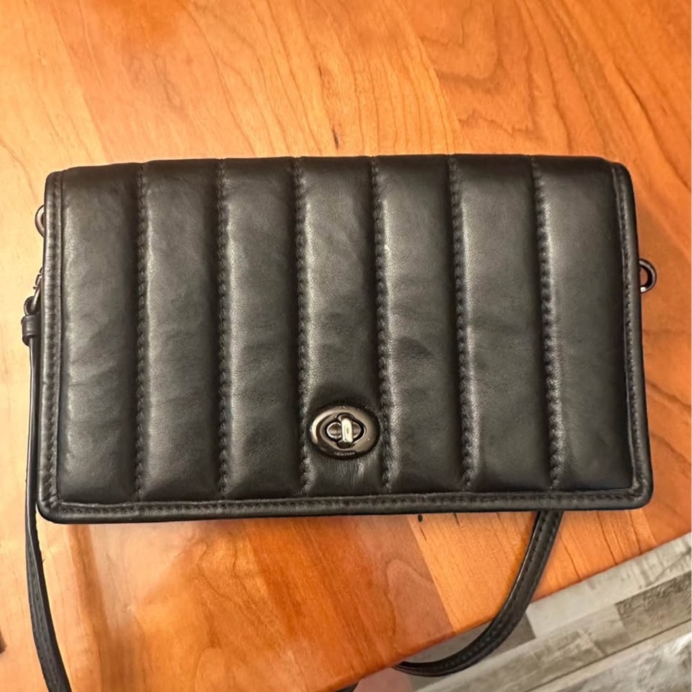 COACH Hayden Foldover Crossbody Clutch With Quilting Black